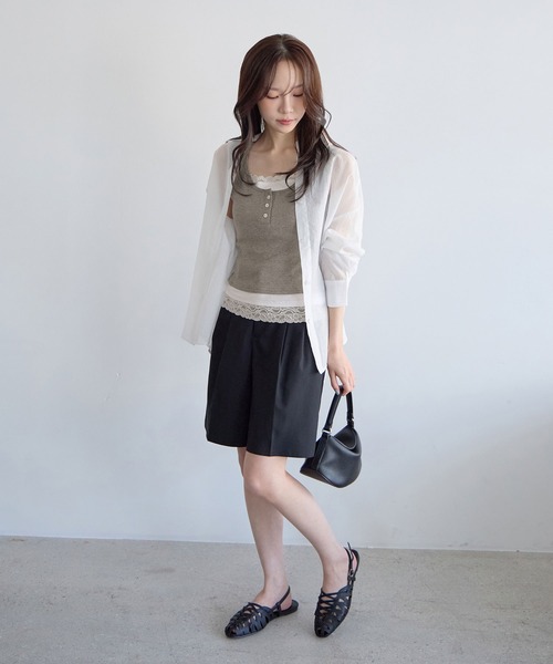 CHAN ME(チャンミ)の「バックスリットリボンシアーシャツ(シャツ/ブラウス・レディース・オレンジ/ピンク/ブルー/ブラック/ホワイト・MEDIUM/LARGE/X-LARGE)」の21枚目の写真