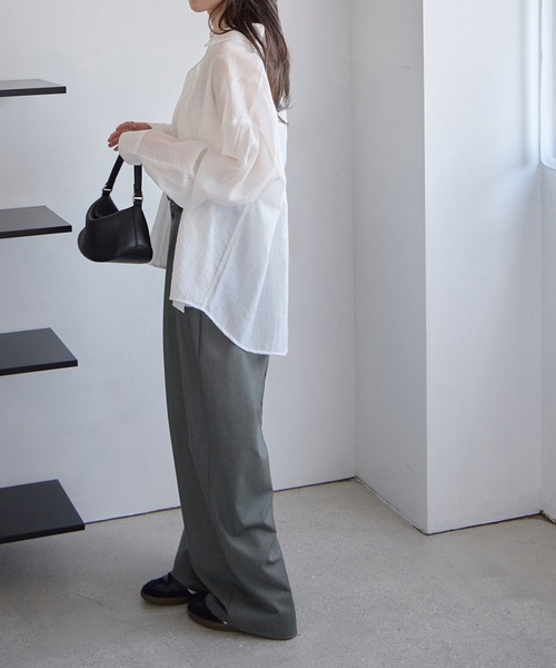 CHAN ME(チャンミ)の「バックスリットリボンシアーシャツ(シャツ/ブラウス・レディース・オレンジ/ピンク/ブルー/ブラック/ホワイト・MEDIUM/LARGE/X-LARGE)」の9枚目の写真