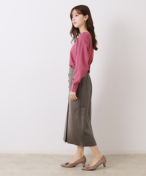 couture brooch（クチュールブローチ）の「【体のラインを拾いにくい・お仕事にも】マシュマロスエード調タイト（スカート・レディース・ライトブルー/チャコールグレー/ベビーピンク・38/40/36/42）」の12枚目の写真