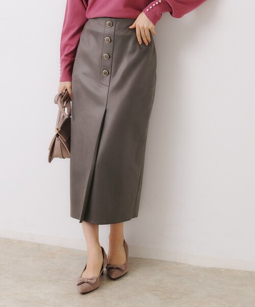 couture brooch（クチュールブローチ）の「【体のラインを拾いにくい・お仕事にも】マシュマロスエード調タイト（スカート・レディース・ライトブルー/チャコールグレー/ベビーピンク・38/40/36/42）」の14枚目の写真