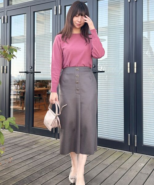 couture brooch（クチュールブローチ）の「【体のラインを拾いにくい・お仕事にも】マシュマロスエード調タイト（スカート・レディース・ライトブルー/チャコールグレー/ベビーピンク・38/40/36/42）」の17枚目の写真