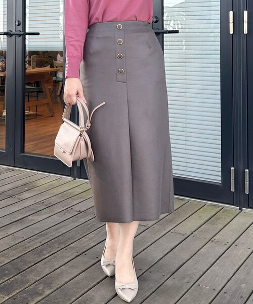 couture brooch（クチュールブローチ）の「【体のラインを拾いにくい・お仕事にも】マシュマロスエード調タイト（スカート・レディース・ライトブルー/チャコールグレー/ベビーピンク・38/40/36/42）」の20枚目の写真