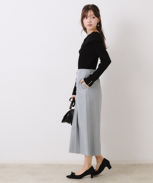 couture brooch（クチュールブローチ）の「【体のラインを拾いにくい・お仕事にも】マシュマロスエード調タイト（スカート・レディース・ライトブルー/チャコールグレー/ベビーピンク・38/40/36/42）」の22枚目の写真