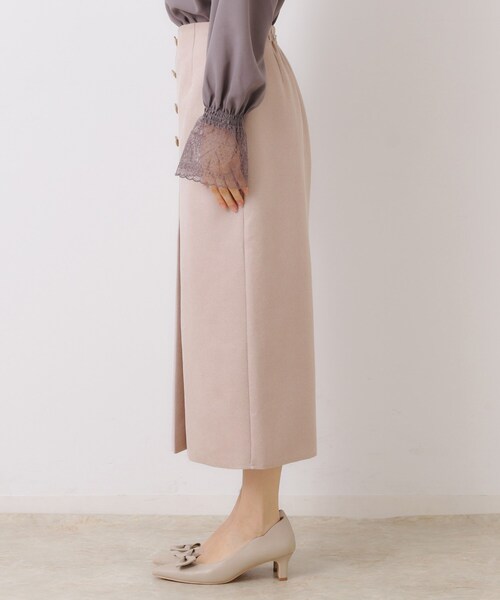 couture brooch（クチュールブローチ）の「【体のラインを拾いにくい・お仕事にも】マシュマロスエード調タイト（スカート・レディース・ライトブルー/チャコールグレー/ベビーピンク・38/40/36/42）」の4枚目の写真