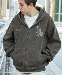 MLB（メジャーリーグベースボール）の「MLB メジャーリーグベースボール 別注ワッペン刺繍ピグメント加工ビッグシルエット裏起毛ダブルジップパーカー【セットアップ対応】（パーカー）」