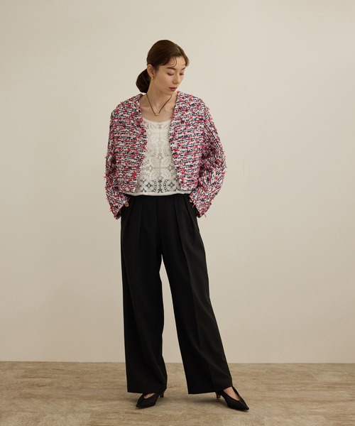 ROPE'（ロペ）の「【撥水】ウールタックトラウザーパンツ【雑誌掲載】（その他パンツ・レディース・ホワイト/ブラック/カーキ・40/36/38）」の4枚目の写真