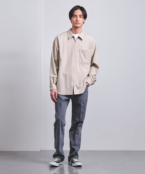 UNITED ARROWS ウールトロピカル レギュラーカラーシャツ ブラウン UNITED ARROWS（ユナイテッドアローズ）の「ウールトロピカル ジップ