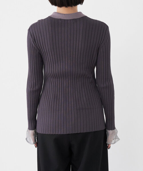 Jena espace merveilleux（ジェナ　エスパスメルヴェイユ）の「襟付き配色リブニット（ニット/セーター・レディース・チャコールグレー/オフホワイト/グリーン・FREE）」の20枚目の写真