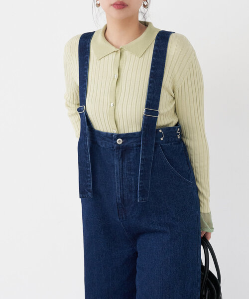 Jena espace merveilleux（ジェナ　エスパスメルヴェイユ）の「襟付き配色リブニット（ニット/セーター・レディース・チャコールグレー/オフホワイト/グリーン・FREE）」の12枚目の写真