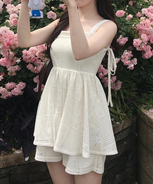 merrylatte（メリーラテ）の「バックリボンロンパース（つなぎ/オールインワン・レディース・ブラック系その他/ホワイト/ブラック・FREE）」の2枚目の写真