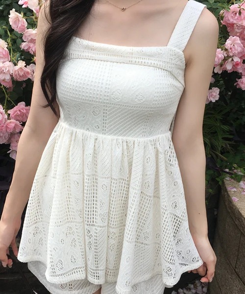 merrylatte（メリーラテ）の「バックリボンロンパース（つなぎ/オールインワン・レディース・ブラック系その他/ホワイト/ブラック・FREE）」の7枚目の写真