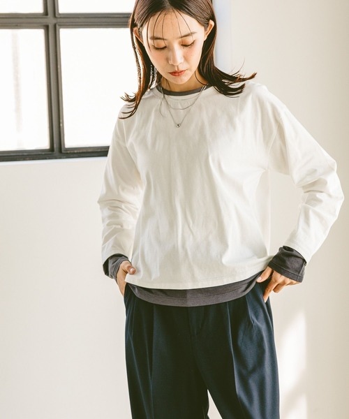 GLOBAL WORK（グローバルワーク）の「ヘビロッTEEフェイクレイヤー長袖/286248（Tシャツ/カットソー・レディース・ブラック/その他/ホワイト系その他5/イエロー系その他・MEDIUM/LARGE）」の19枚目の写真