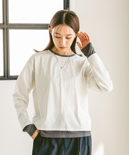 GLOBAL WORK（グローバルワーク）の「ヘビロッTEEフェイクレイヤー長袖/286248（Tシャツ/カットソー・レディース・ブラック/その他/ホワイト系その他5/イエロー系その他・MEDIUM/LARGE）」の22枚目の写真