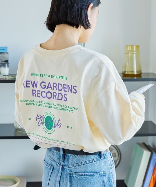 AMERICAN HOLIC（アメリカンホリック）の「RECORDSロングTシャツ（Tシャツ/カットソー・レディース・ライトグレー/ブラック/オフホワイト/ライトイエロー・M/L）」の4枚目の写真