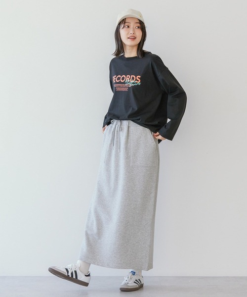 AMERICAN HOLIC（アメリカンホリック）の「RECORDSロングTシャツ（Tシャツ/カットソー・レディース・ライトグレー/ブラック/オフホワイト/ライトイエロー・M/L）」の10枚目の写真