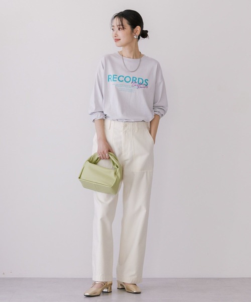 AMERICAN HOLIC（アメリカンホリック）の「RECORDSロングTシャツ（Tシャツ/カットソー・レディース・ライトグレー/ブラック/オフホワイト/ライトイエロー・M/L）」の18枚目の写真