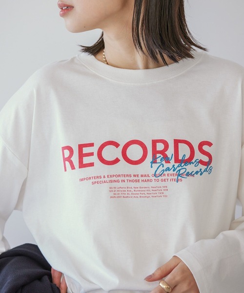 AMERICAN HOLIC（アメリカンホリック）の「RECORDSロングTシャツ（Tシャツ/カットソー・レディース・ライトグレー/ブラック/オフホワイト/ライトイエロー・M/L）」の22枚目の写真