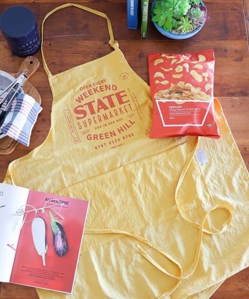 niko and...（ニコアンド）の「オリジナル ショッププリントエプロン（エプロン・レディース・イエロー/ブルー/チャコール・0）」の3枚目の写真