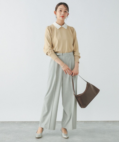 長袖ニット JURA11-22 トップス 『ボリューム袖ハイネックニットセーター チャコール