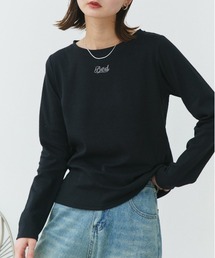 ロゴ刺繍 スムース ロングTシャツ