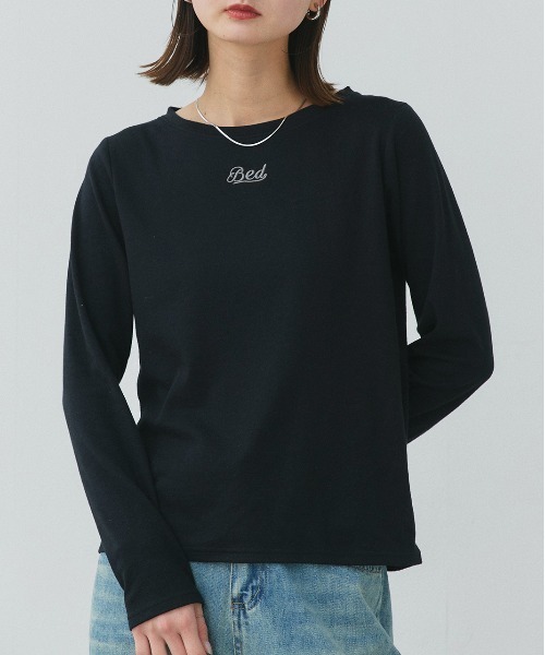 ad thie(アドティエ)の「ロゴ刺繍 スムース ロングTシャツ(Tシャツ/カットソー・レディース・ピンク/アイボリー/ブラック・FREE)」の11枚目の写真