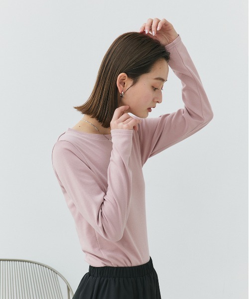 ad thie(アドティエ)の「ロゴ刺繍 スムース ロングTシャツ(Tシャツ/カットソー・レディース・ピンク/アイボリー/ブラック・FREE)」の20枚目の写真