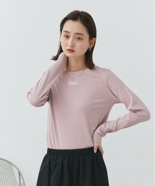 ad thie(アドティエ)の「ロゴ刺繍 スムース ロングTシャツ(Tシャツ/カットソー・レディース・ピンク/アイボリー/ブラック・FREE)」の22枚目の写真
