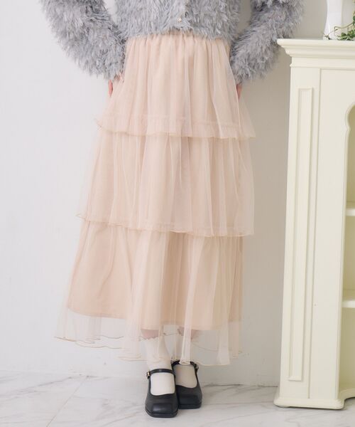 ems excite（エムズエキサイト）の「チュールティアードSK（スカート・レディース・ナチュラル/ピンク/ブラック系その他4・FREE）」の11枚目の写真