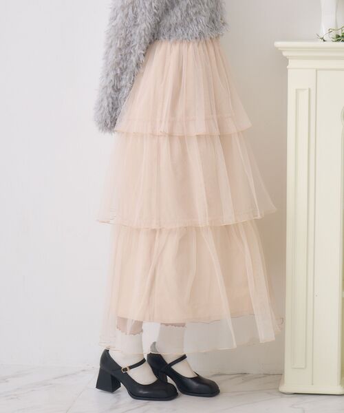 ems excite（エムズエキサイト）の「チュールティアードSK（スカート・レディース・ナチュラル/ピンク/ブラック系その他4・FREE）」の10枚目の写真