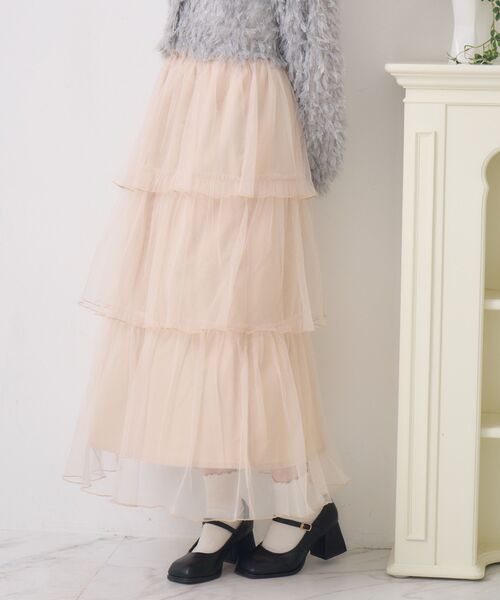 ems excite（エムズエキサイト）の「チュールティアードSK（スカート・レディース・ナチュラル/ピンク/ブラック系その他4・FREE）」の9枚目の写真