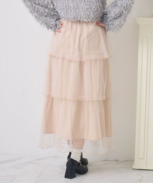 ems excite（エムズエキサイト）の「チュールティアードSK（スカート・レディース・ナチュラル/ピンク/ブラック系その他4・FREE）」の8枚目の写真