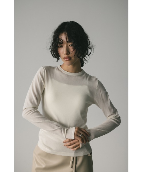 STYLEMIXER（スタイルミキサー）の「ハイゲージニットトップ（ニット/セーター・レディース・アイボリー/ブラック/ベージュ/ミント・FREE）」の6枚目の写真