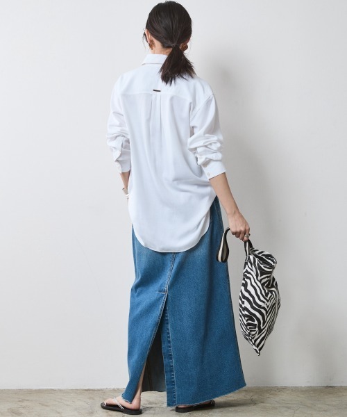 CHIC STYLE(シックスタイル)の「レーヨン麻アウトポケットシャツ<大きいサイズ有>シックスタイル(シャツ/ブラウス・レディース・オフホワイト/チャコール・5L/4L/3L/LL/L/M)」の9枚目の写真