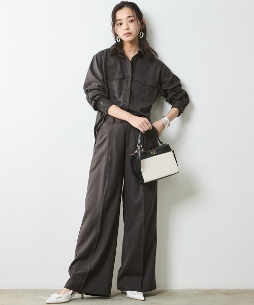 CHIC STYLE(シックスタイル)の「レーヨン麻アウトポケットシャツ<大きいサイズ有>シックスタイル(シャツ/ブラウス・レディース・オフホワイト/チャコール・5L/4L/3L/LL/L/M)」の19枚目の写真