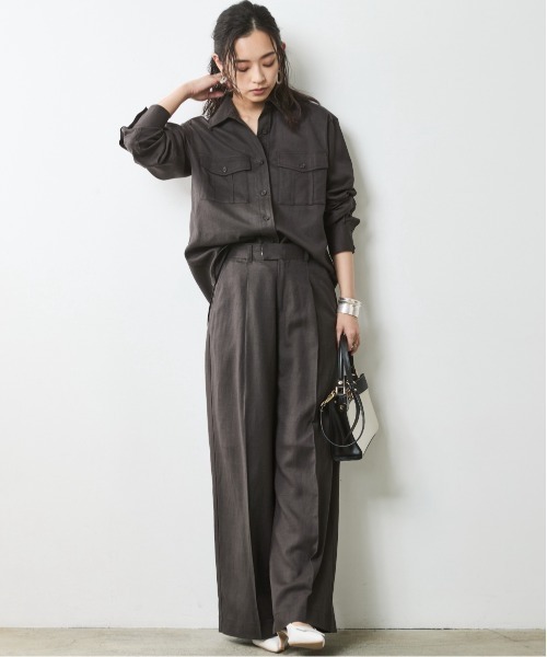 CHIC STYLE(シックスタイル)の「レーヨン麻アウトポケットシャツ<大きいサイズ有>シックスタイル(シャツ/ブラウス・レディース・オフホワイト/チャコール・5L/4L/3L/LL/L/M)」の20枚目の写真