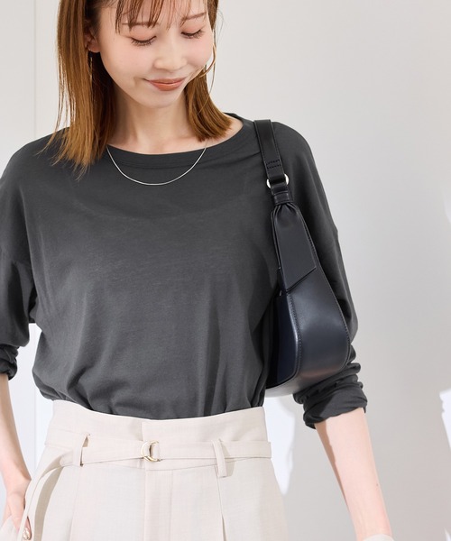 ROPE' PICNIC（ロペピクニック）の「シアーロングTシャツ（Tシャツ/カットソー・レディース・ライトグレー/チャコールグレー/ホワイト/ピンク・38）」の3枚目の写真