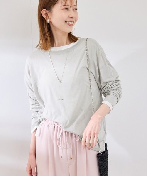 ROPE' PICNIC（ロペピクニック）の「シアーロングTシャツ（Tシャツ/カットソー・レディース・ライトグレー/チャコールグレー/ホワイト/ピンク・38）」の4枚目の写真