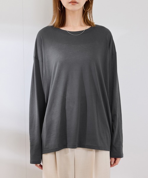 ROPE' PICNIC（ロペピクニック）の「シアーロングTシャツ（Tシャツ/カットソー・レディース・ライトグレー/チャコールグレー/ホワイト/ピンク・38）」の12枚目の写真