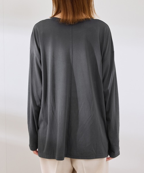 ROPE' PICNIC（ロペピクニック）の「シアーロングTシャツ（Tシャツ/カットソー・レディース・ライトグレー/チャコールグレー/ホワイト/ピンク・38）」の14枚目の写真