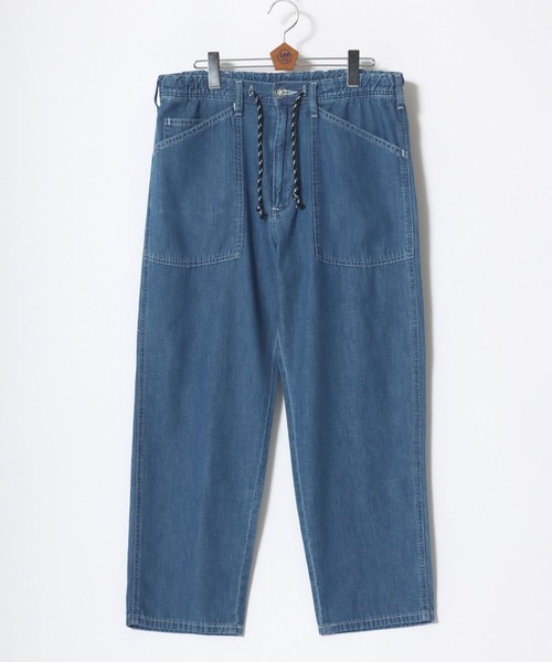 Lee（リー）の「Lee/リー BAKER EASY PANTS/ベーカーイージーパンツ/デニム シアサッカー ルーズテーパードパンツ/レディース メンズ（デニムパンツ・メンズ・ブラック/ワンウォッシュ/インディゴブルー/ベージュ・M/L/XL）」の8枚目の写真