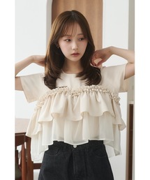 moi tytto（モイテュット）の「レース切替Tシャツ（Tシャツ/カットソー）」