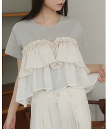 moi tytto（モイテュット）の「レース切替Tシャツ（Tシャツ/カットソー）」