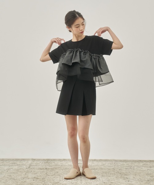 moi tytto（モイテュット）の「レース切替Tシャツ（Tシャツ/カットソー・レディース・ナチュラル/ブラック/カーキ/ブラウン・FREE）」の15枚目の写真