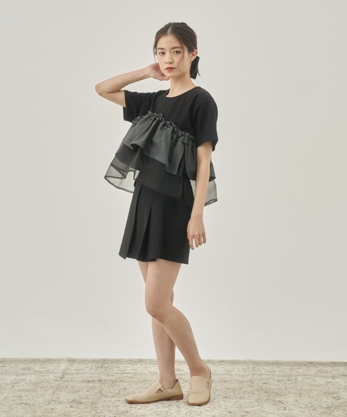 moi tytto（モイテュット）の「レース切替Tシャツ（Tシャツ/カットソー・レディース・ナチュラル/ブラック/カーキ/ブラウン・FREE）」の8枚目の写真