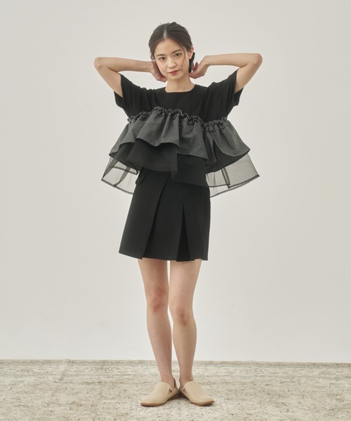 moi tytto（モイテュット）の「レース切替Tシャツ（Tシャツ/カットソー・レディース・ナチュラル/ブラック/カーキ/ブラウン・FREE）」の7枚目の写真