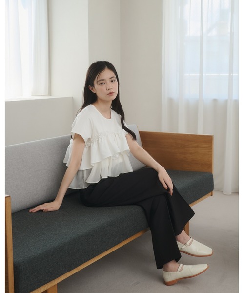moi tytto（モイテュット）の「レース切替Tシャツ（Tシャツ/カットソー・レディース・ナチュラル/ブラック/カーキ/ブラウン/グレー・FREE）」の12枚目の写真