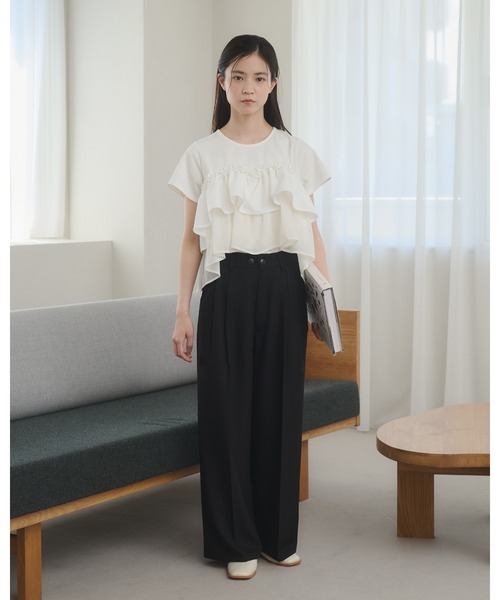 moi tytto（モイテュット）の「レース切替Tシャツ（Tシャツ/カットソー・レディース・ナチュラル/ブラック/カーキ/ブラウン/グレー・FREE）」の15枚目の写真