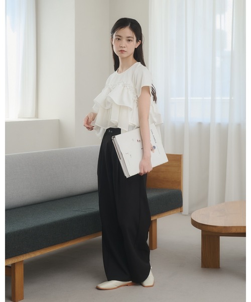 moi tytto（モイテュット）の「レース切替Tシャツ（Tシャツ/カットソー・レディース・ナチュラル/ブラック/カーキ/ブラウン/グレー・FREE）」の16枚目の写真