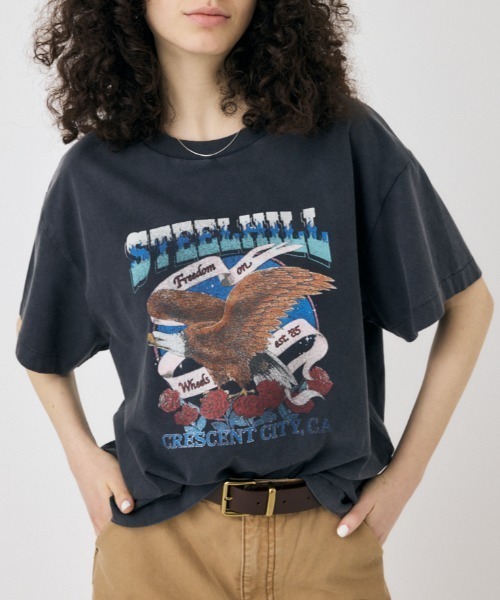 MOUSSY（マウジー）の「CA MOTORSHOP Tシャツ（Tシャツ/カットソー・レディース・ライトピンク/オフホワイト/ライトブラック・1/2）」の2枚目の写真