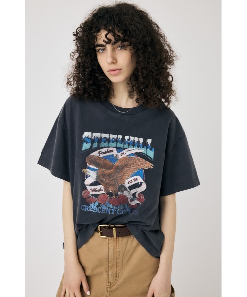 MOUSSY（マウジー）の「CA MOTORSHOP Tシャツ（Tシャツ/カットソー・レディース・ライトピンク/オフホワイト/ライトブラック・1/2）」の8枚目の写真